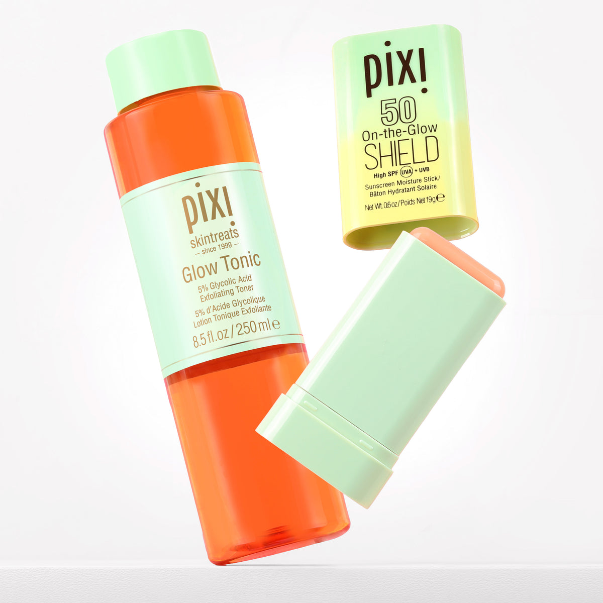 Bundle image shown on a white background featuring Glow Tonic and On-the-Glow SHIELD SPF 50 -