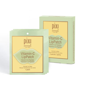 Three pairs of PIXI Vitamin-C LipPatch packaging on a white background
